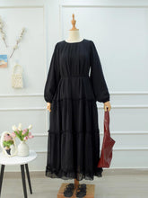 NOIR - BLACK TIERED CHIFFON LONG DRESS